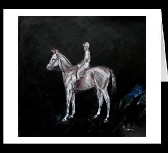 race horse and jockey  greeting card